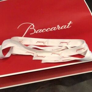 Baccarat Branded White Ribbon with Red Script